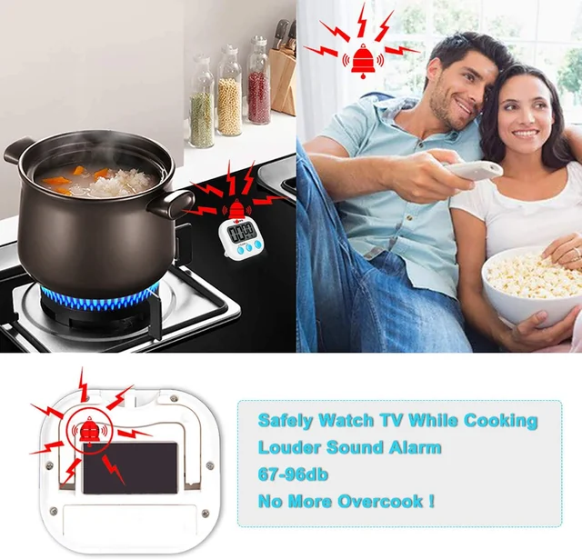 Timer illustration showing a cooking countdown and audible alert